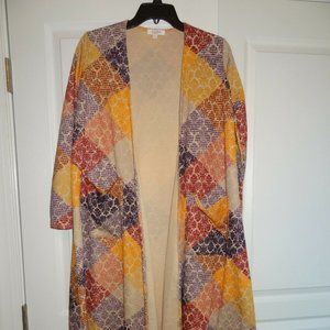 PRE-OWNED  LLR Lularoe Sarah Cardigan Multicolor Plaid Colorblock Small